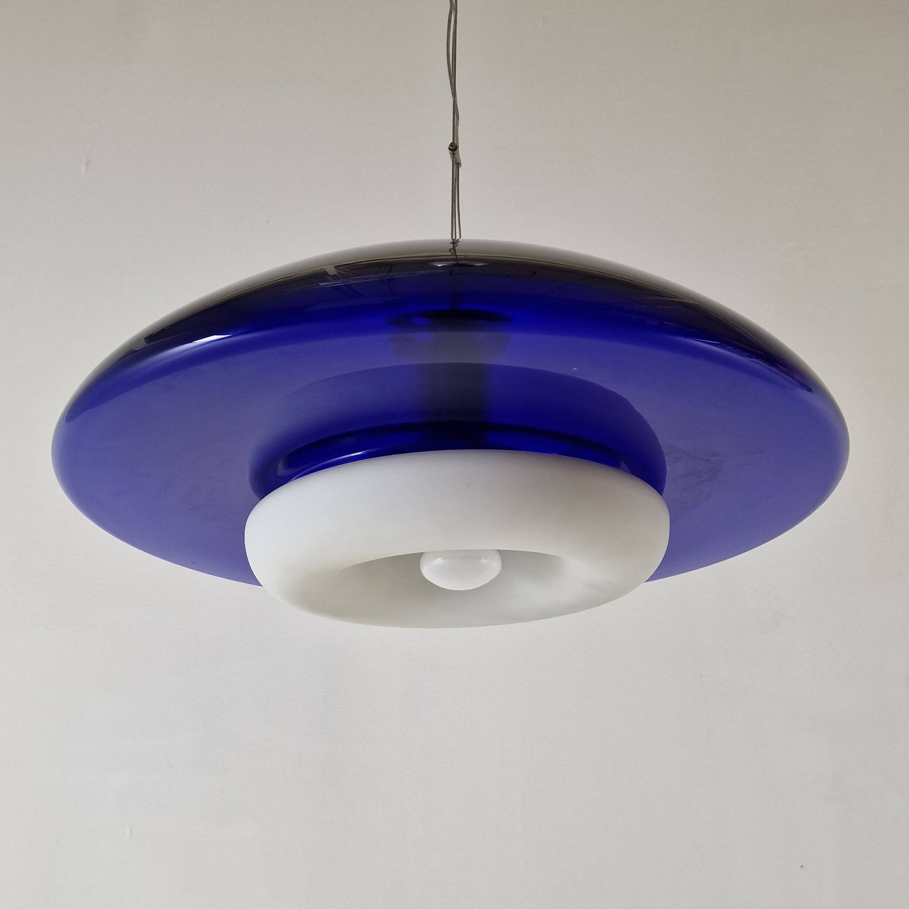 "Bauta" Murano Glass Pendant Lamp by Vistosi, Italy 1980s