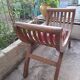 CURULE seat in antique Roman style, restored in teak wood and jacquard satin fabric