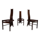 Set of 3 Allmilmö brutalist dining chairs oak, 1980
