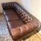 Brown leather 3-seater Chesterfield sofa