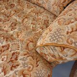 Set of 2 vintage armchairs in floral fabric with fringes from the 60s 70s