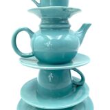Blue tea cups stack vase, italy 1980s