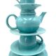 Blue tea cups stack vase, italy 1980s
