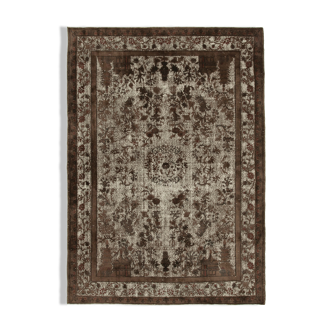 Handmade rustic anatolian 1970s 209 cm x 297 cm brown rug
