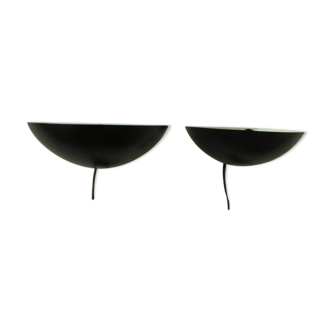 Pair wall sconces in black metal
