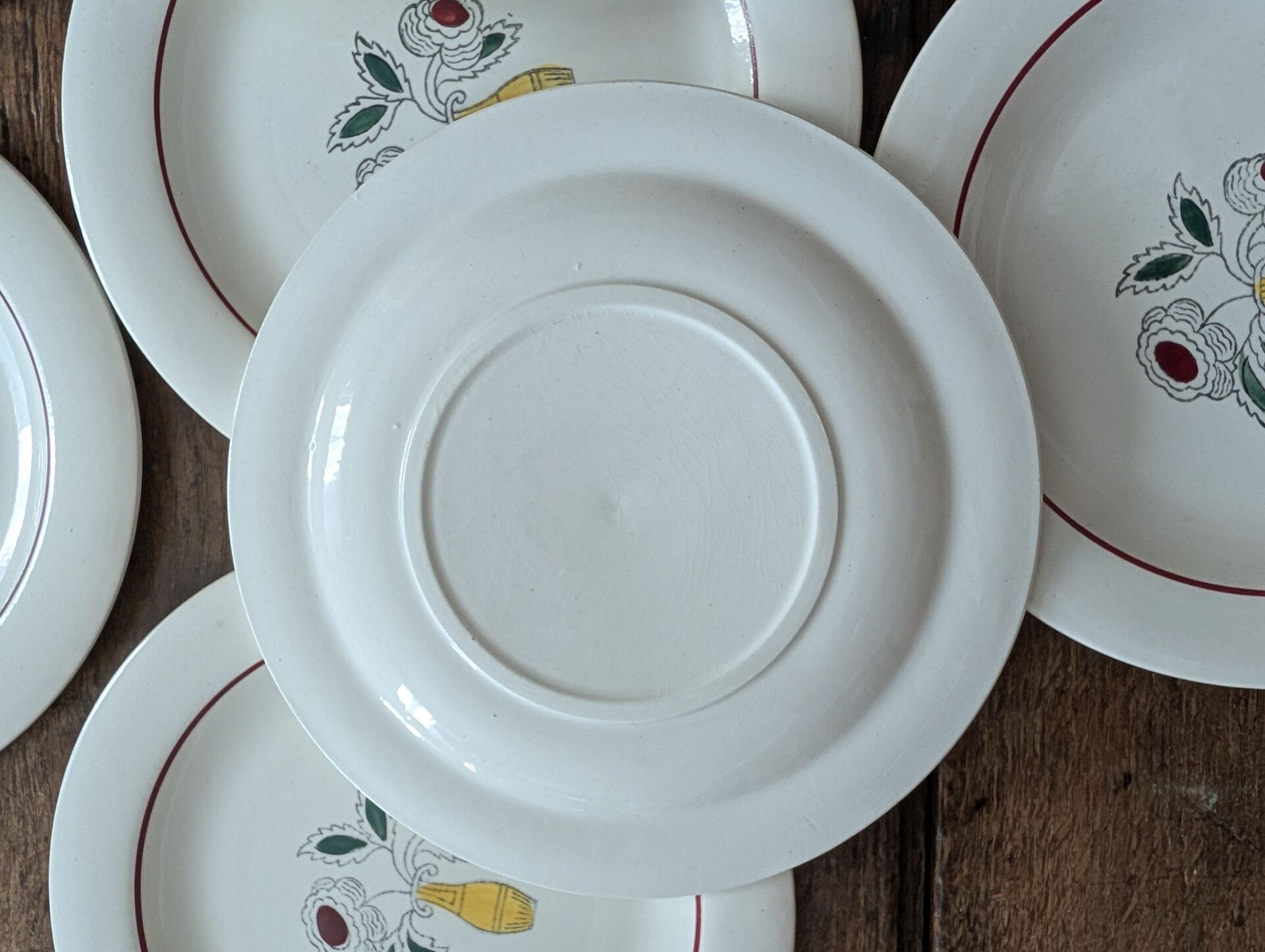 Vintage dessert plates – floral bouquet – French earthenware