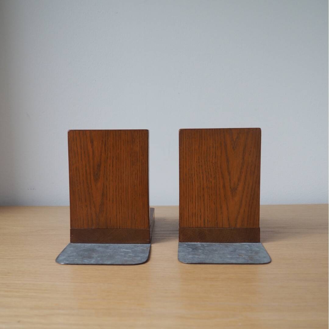 Pair (2) Wooden Bookends - Amsterdam School - 1920s, the Netherlands