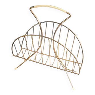 Vintage gold metal magazine rack