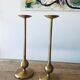 Pair of brushed brass candelabra