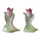Paire vases soliflore art deco barbotine tulipe