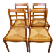 4 chaises de salle à manger en bois massif paillées 80s