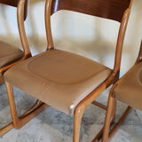3 chairs Baumann Sled 1960 original fabric