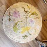 Napoleon III period ottoman in original upworked fabric with wheels
