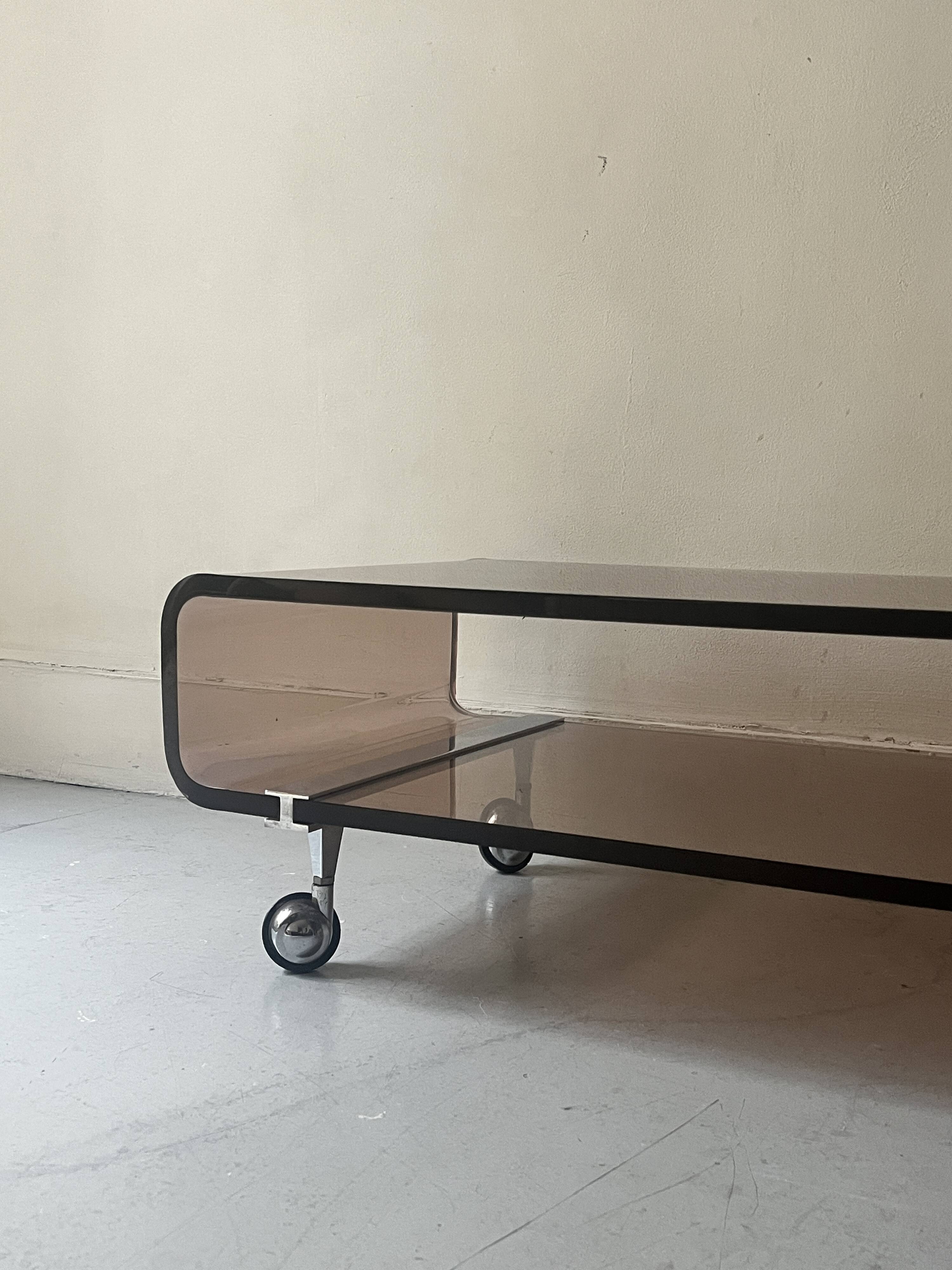 Michel Dumas Création - Smoked plexiglass coffee table for Roche Bobois 70