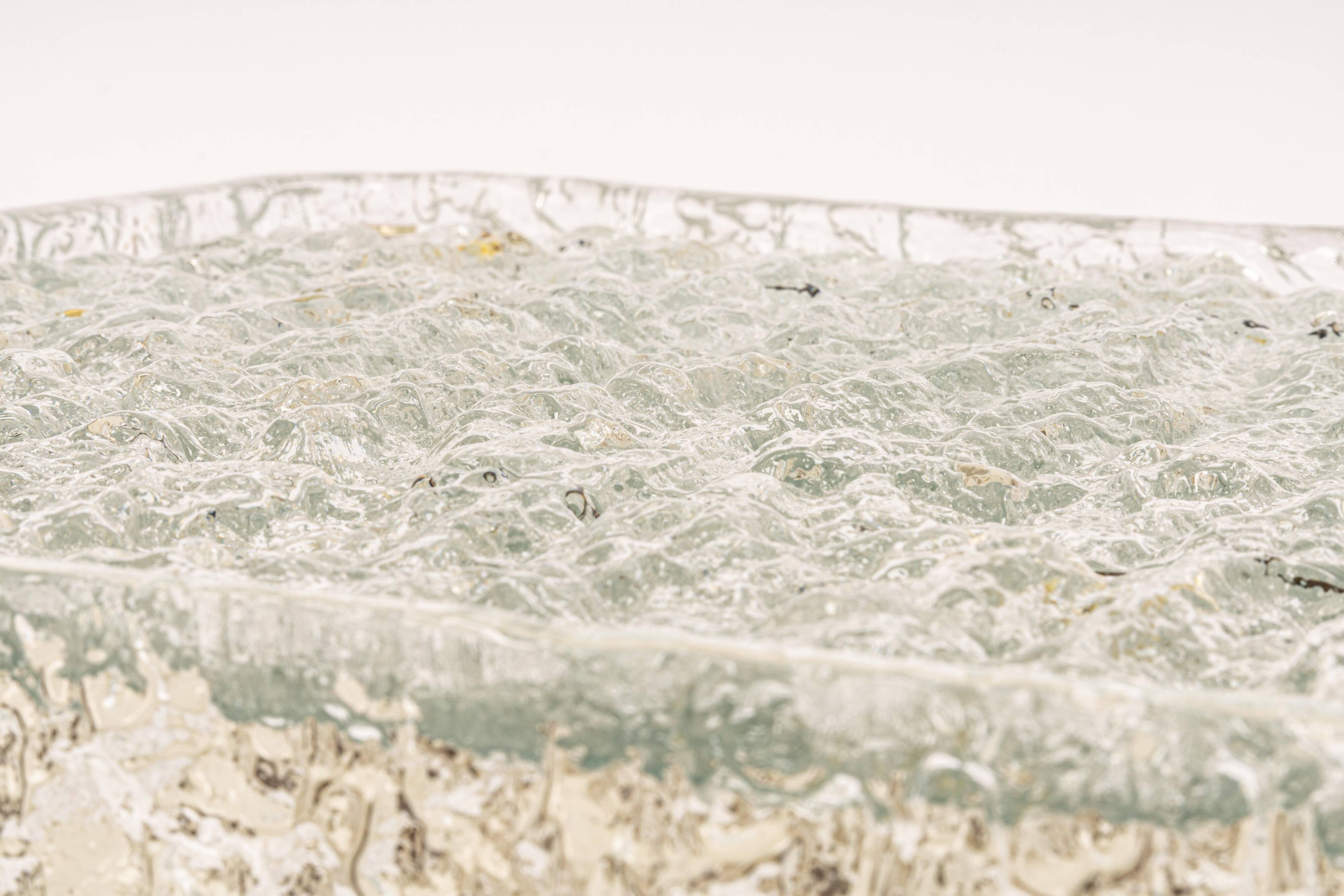 Square glass ice Murano ceiling light, Kaiser, Germany, 1970s