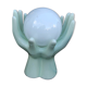 Pale green globe and hands ceramic lamp