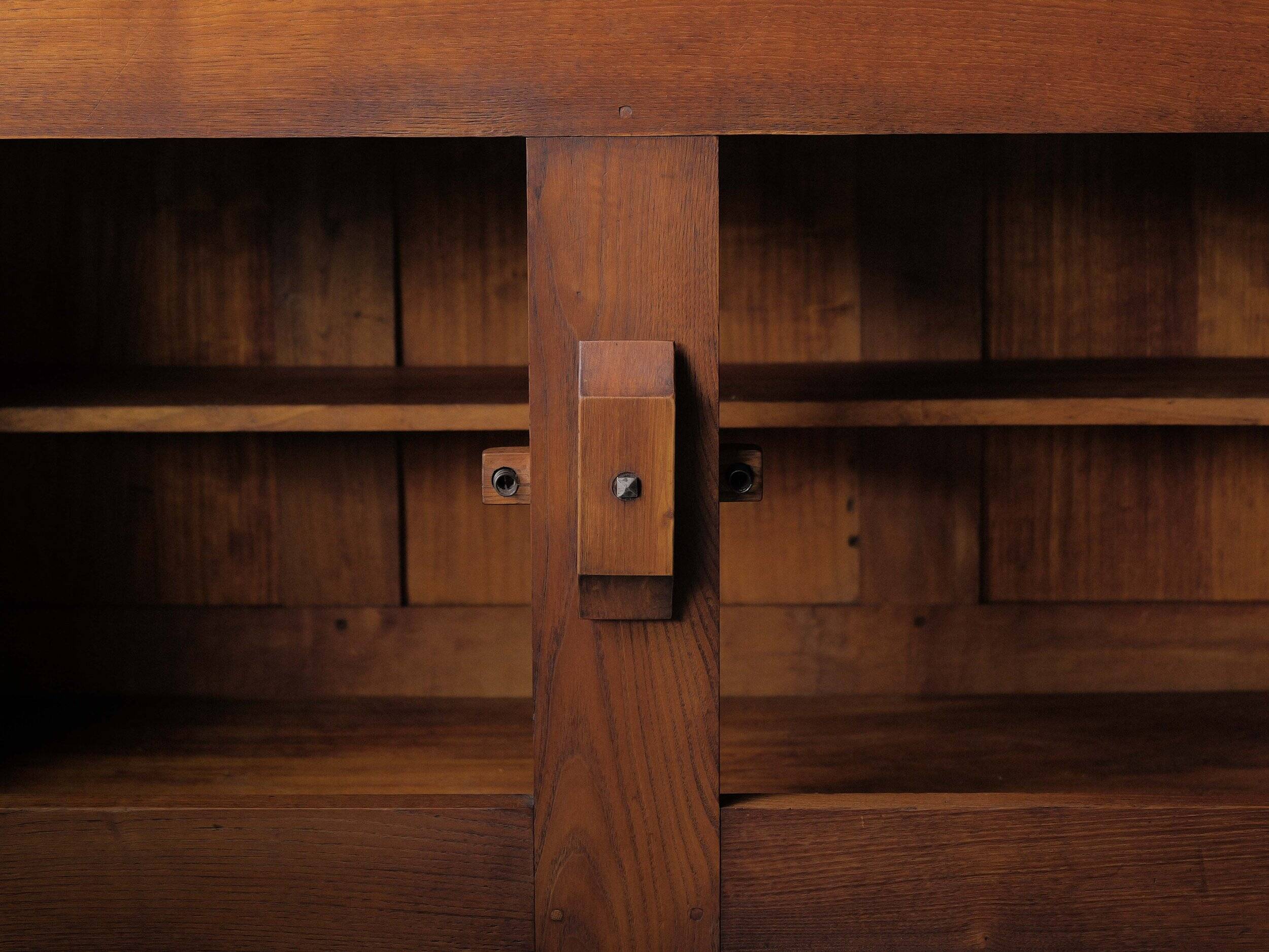 Four-door solid oak sideboard – France, 1960s