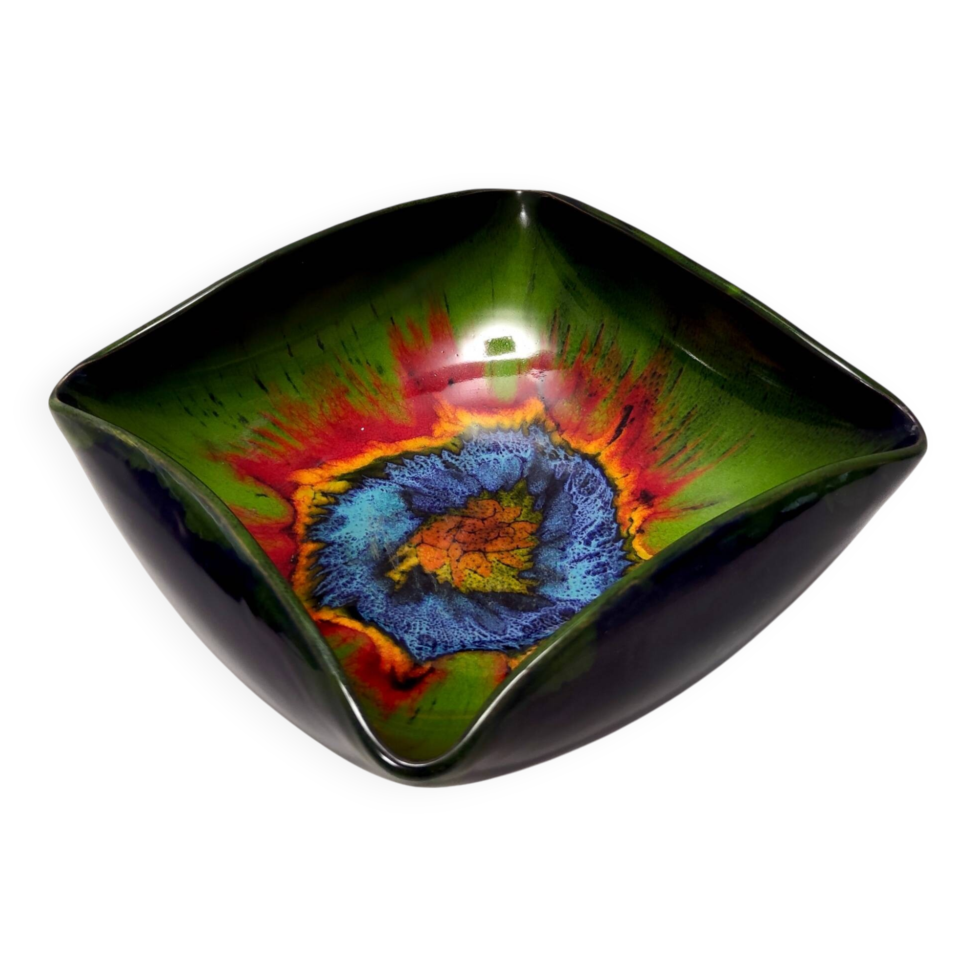 Black and Green Ceramic Vide Poche by Giovanni Poggi for San Giorgio