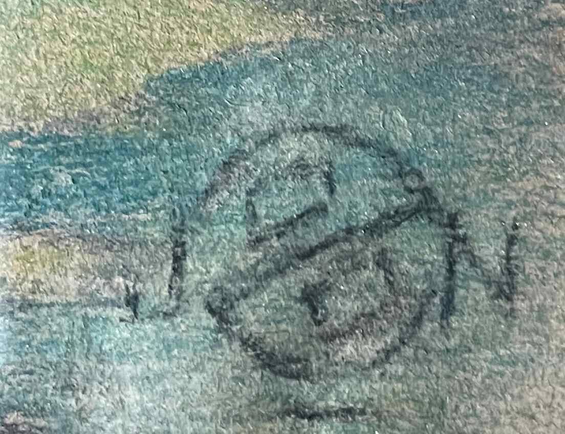 Pastel painting, circa 1930 monogram "Village Street"