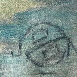 Pastel painting, circa 1930 monogram "Village Street"