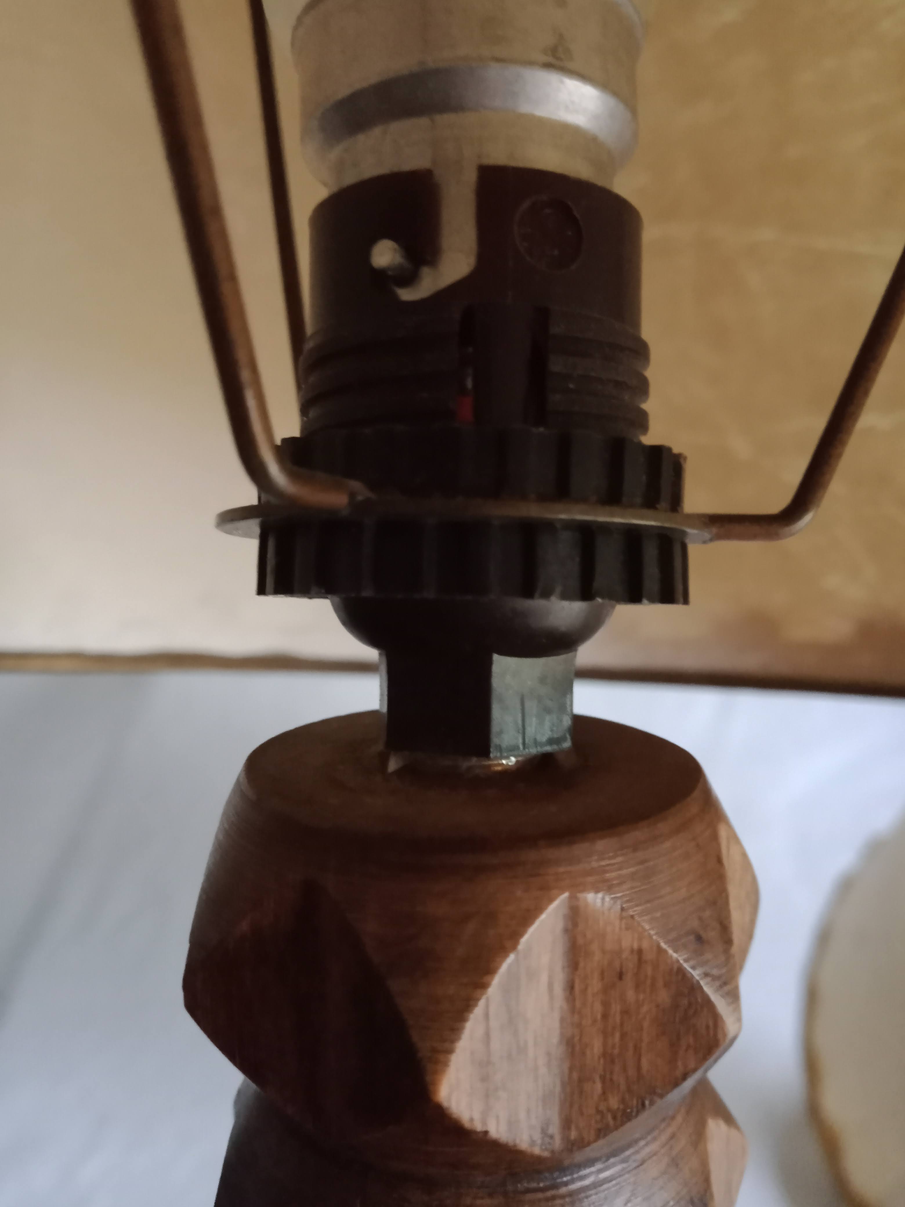 Vintage turned wooden bedside lamps