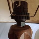 Vintage turned wooden bedside lamps