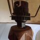 Vintage turned wooden bedside lamps