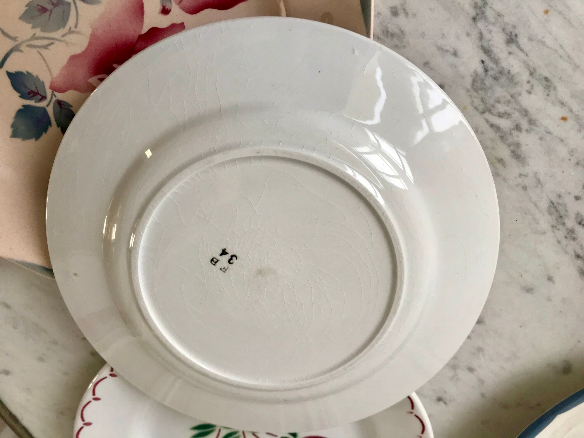Set of 6 mismatched dessert plates Digoin, Badonviller Salins (Jacqueline) 30s-40s