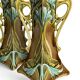 Art Nouveau, two barbotine vases from Onnaing around 1920.