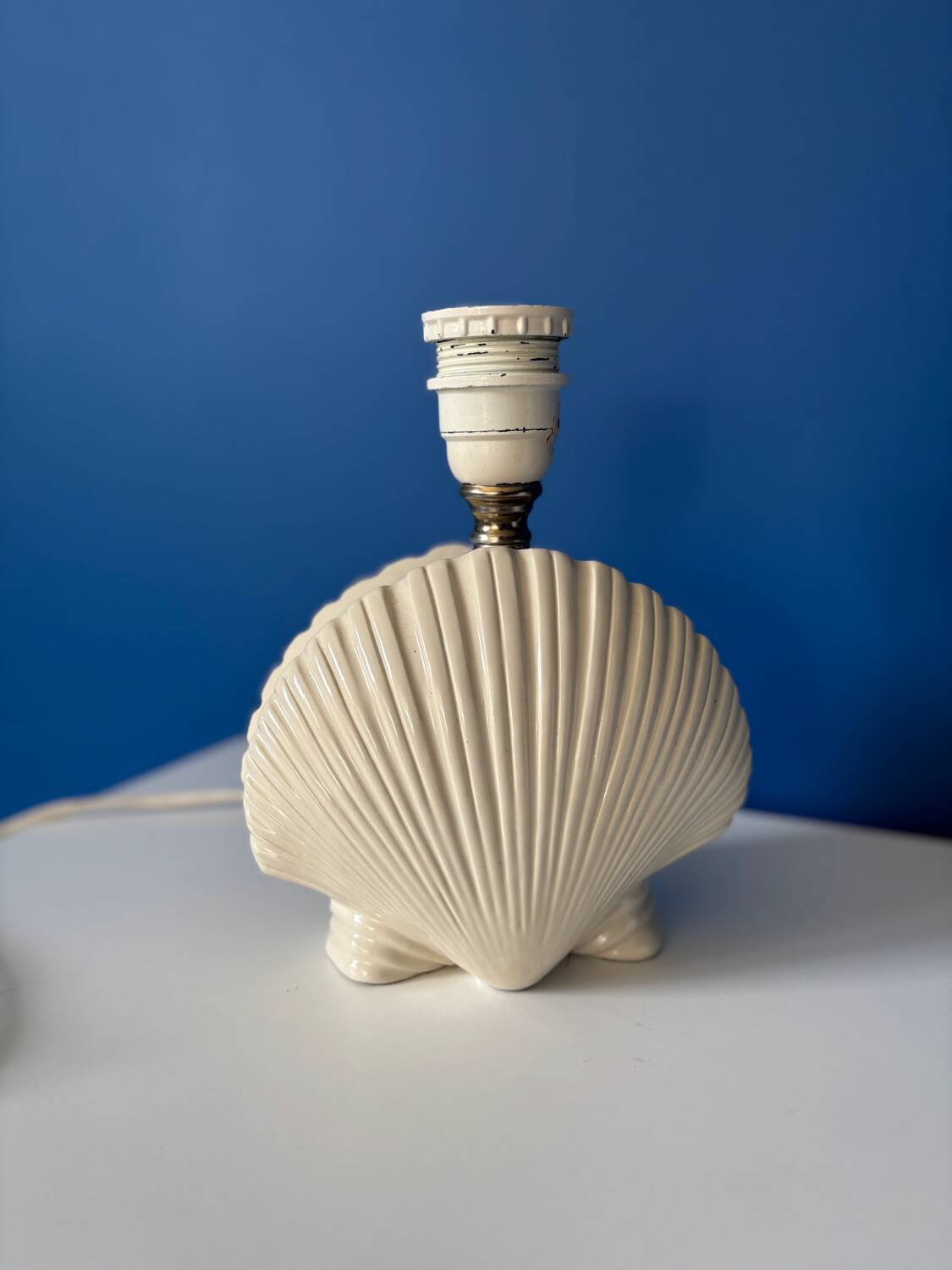 Vintage ceramic shell lamp base - Cream white - Bo style