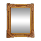 1960s Mid-Century Bamboo & Rattan Mirror in French Riviera Style