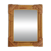 Miroir en bambou et rotin des années 1960 dans le style de la Côte d'Azur