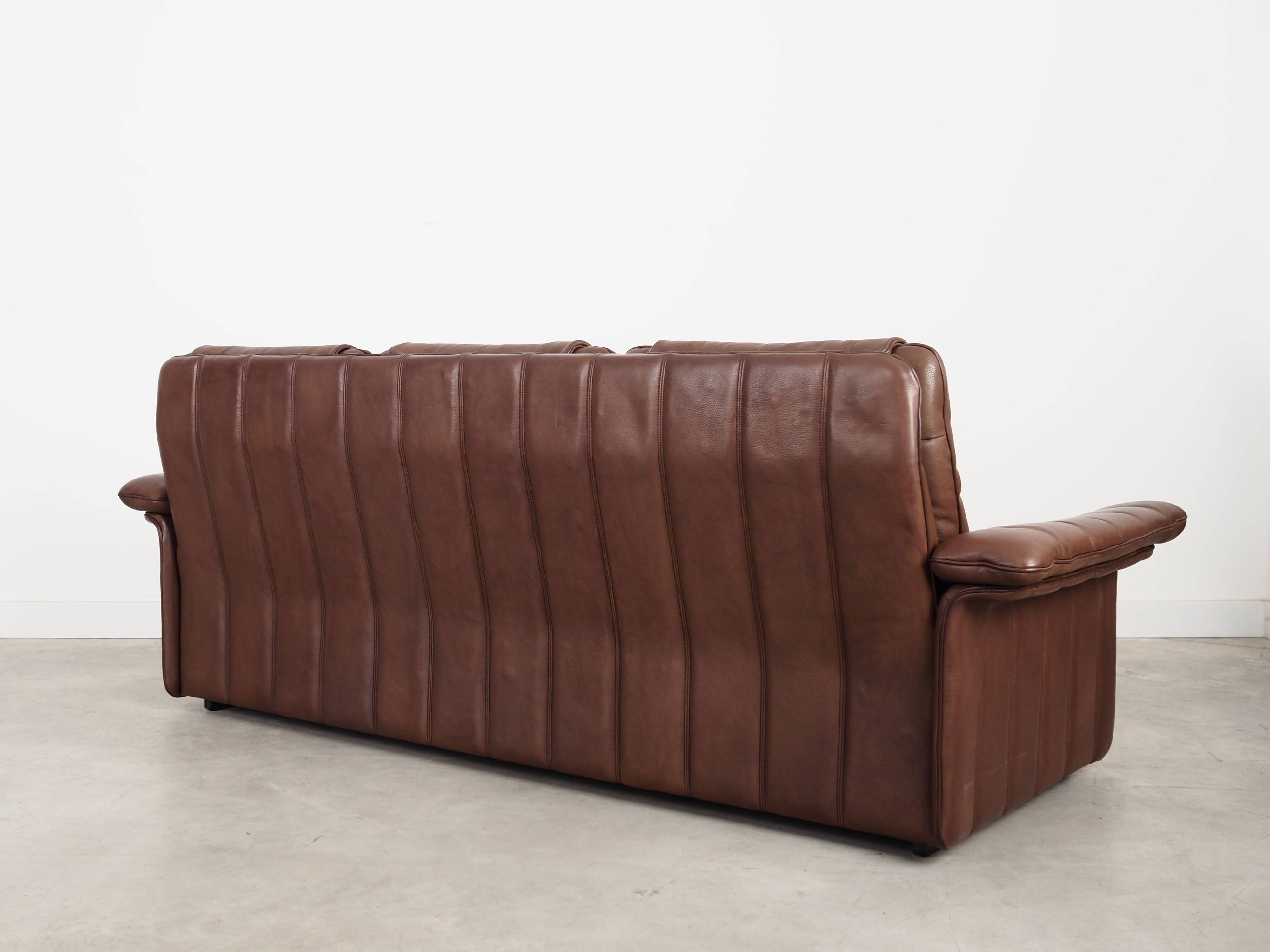 Brown leather sofa, Swiss design, 1970s