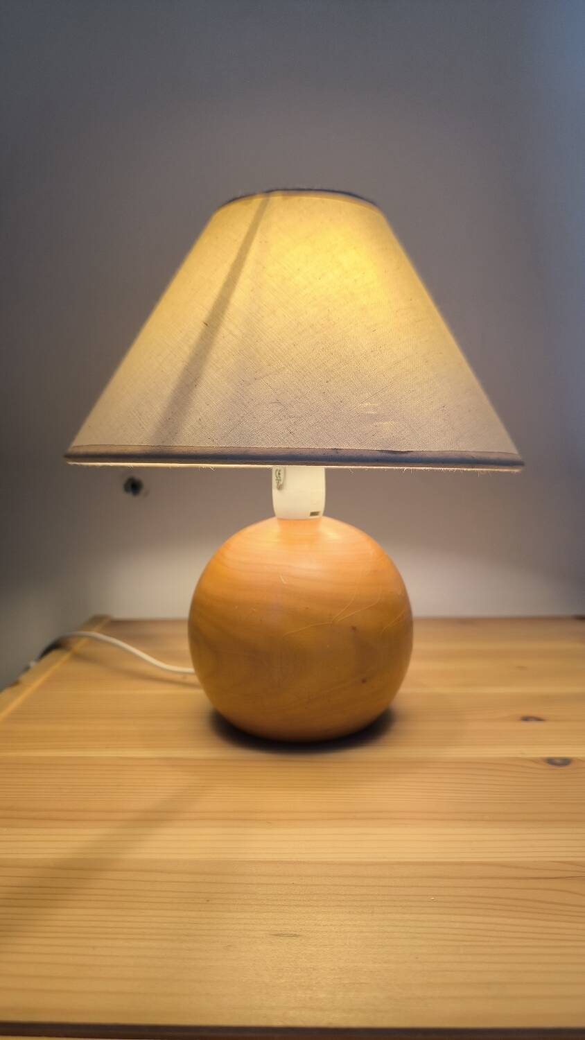 Solid walnut ball table lamp 1970