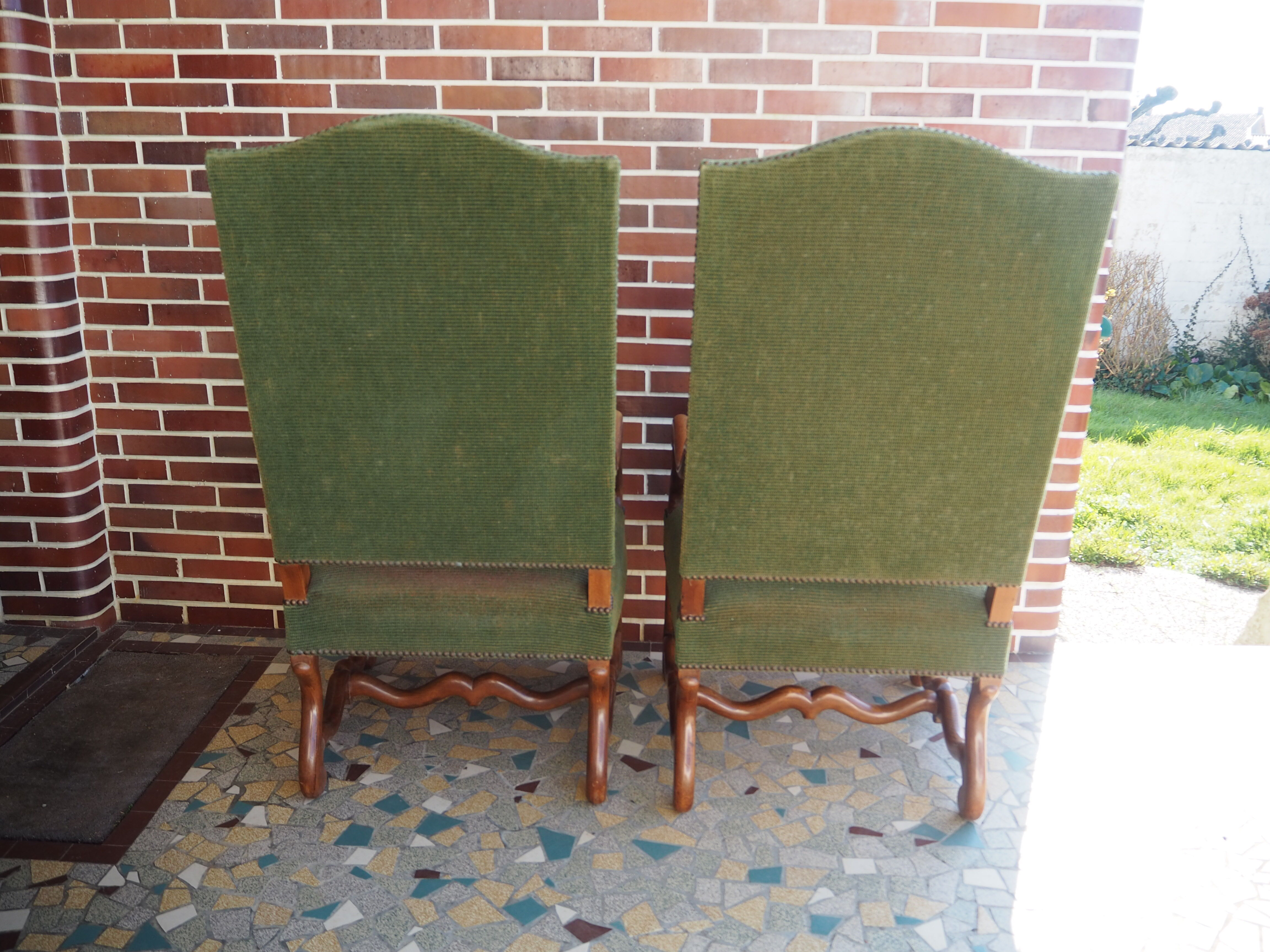 A pair of Louis XIII-style sheep bones armchairs