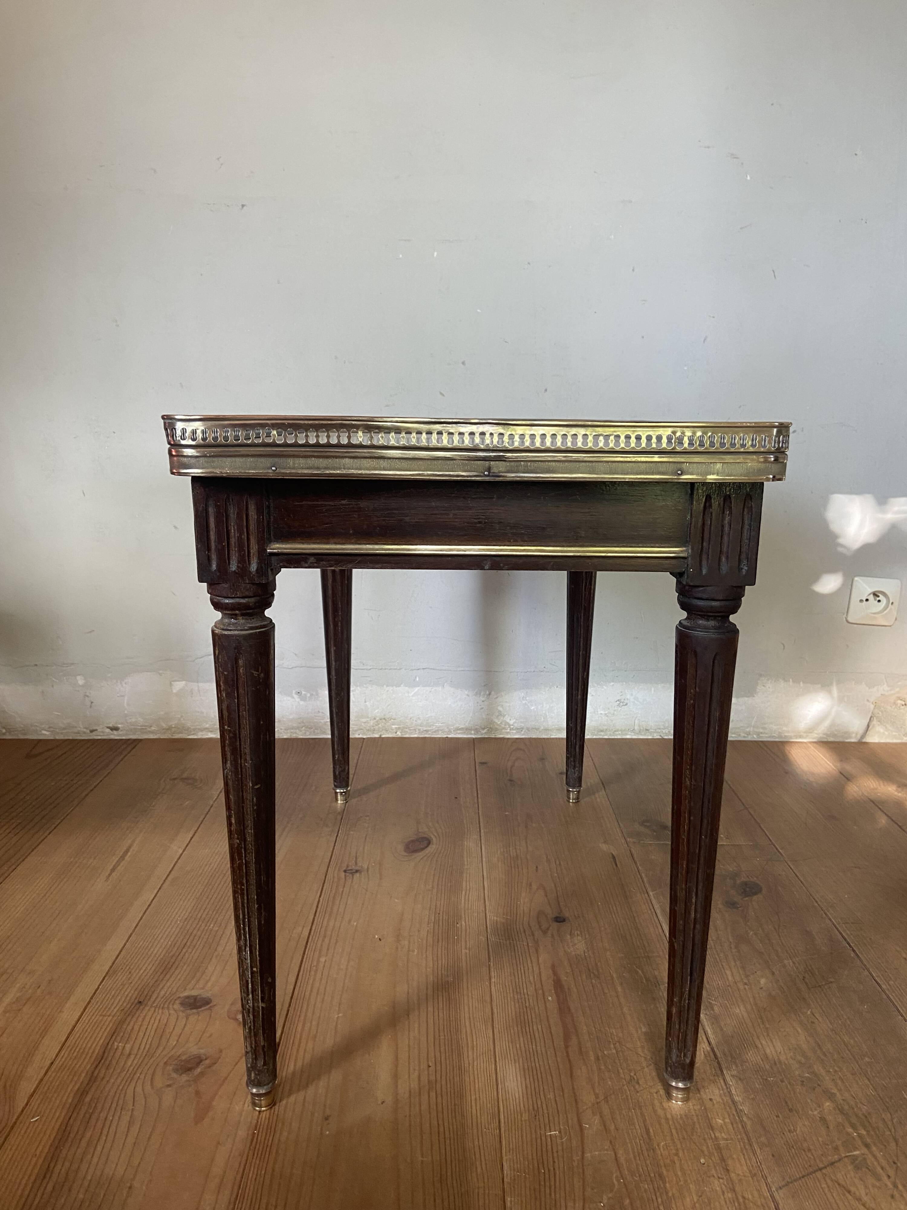 Louis XVI Style coffee table, marble wood and brass