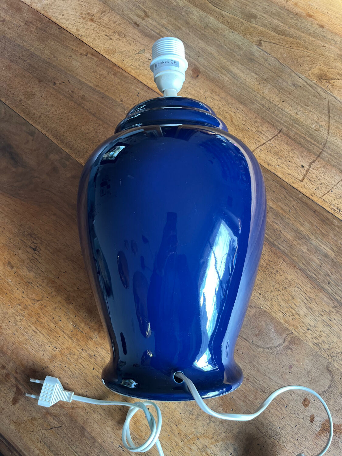 Blue ceramic lamp base