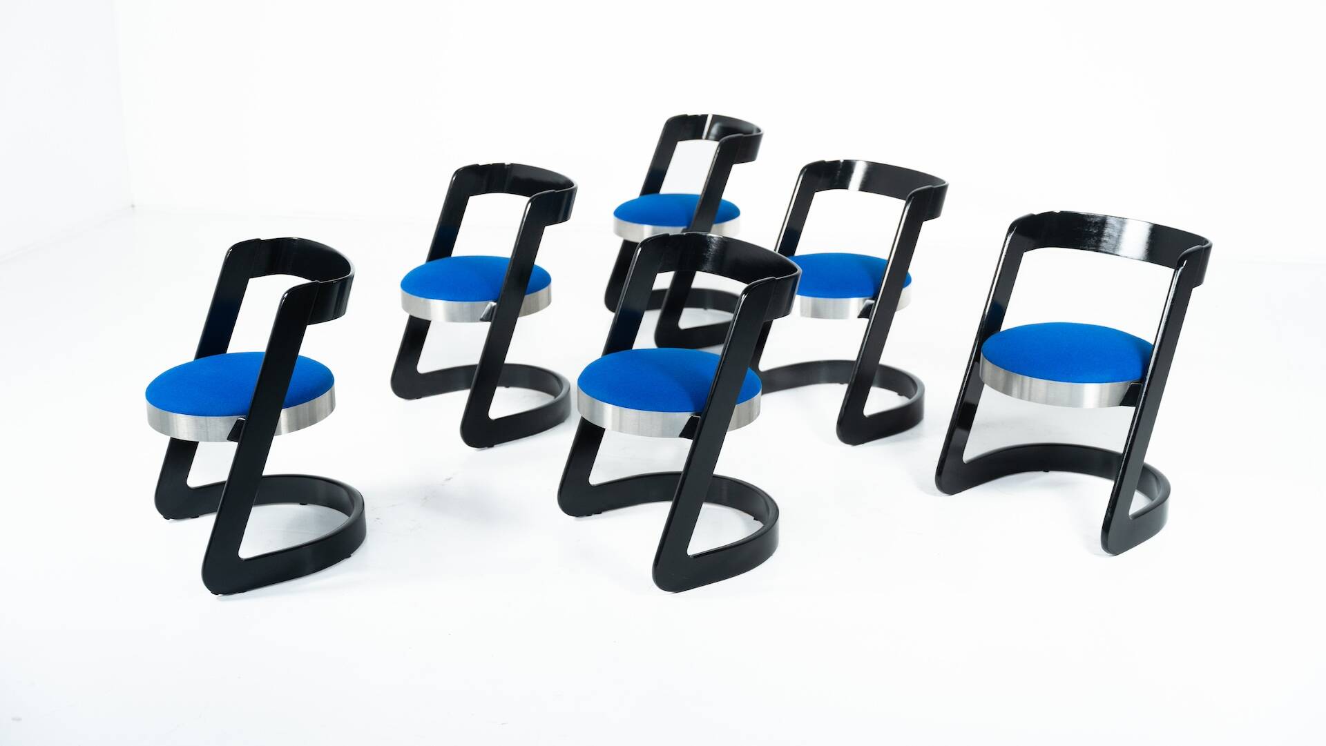 Set of 6 Chairs by Willy Rizzo for Mario Sabot, Italy, 1970s - New Upholstery