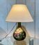 Blown glass lamp painted with a floral design, early 20th century.