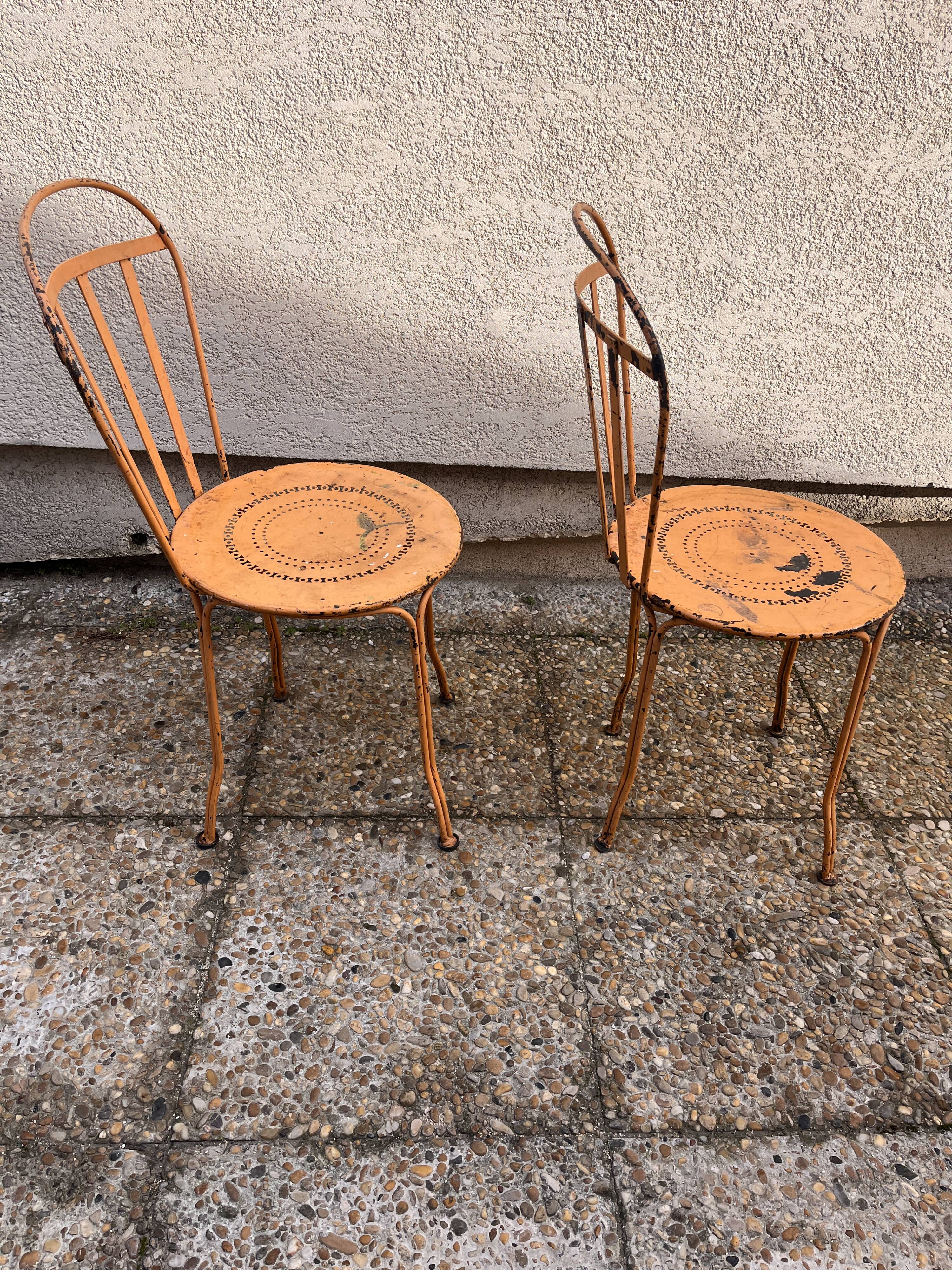 2 chaises montgolfière de jardin vintage