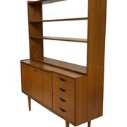 Armoire murale vintage en teck, bibliothèque, bureau, design danois, années 60