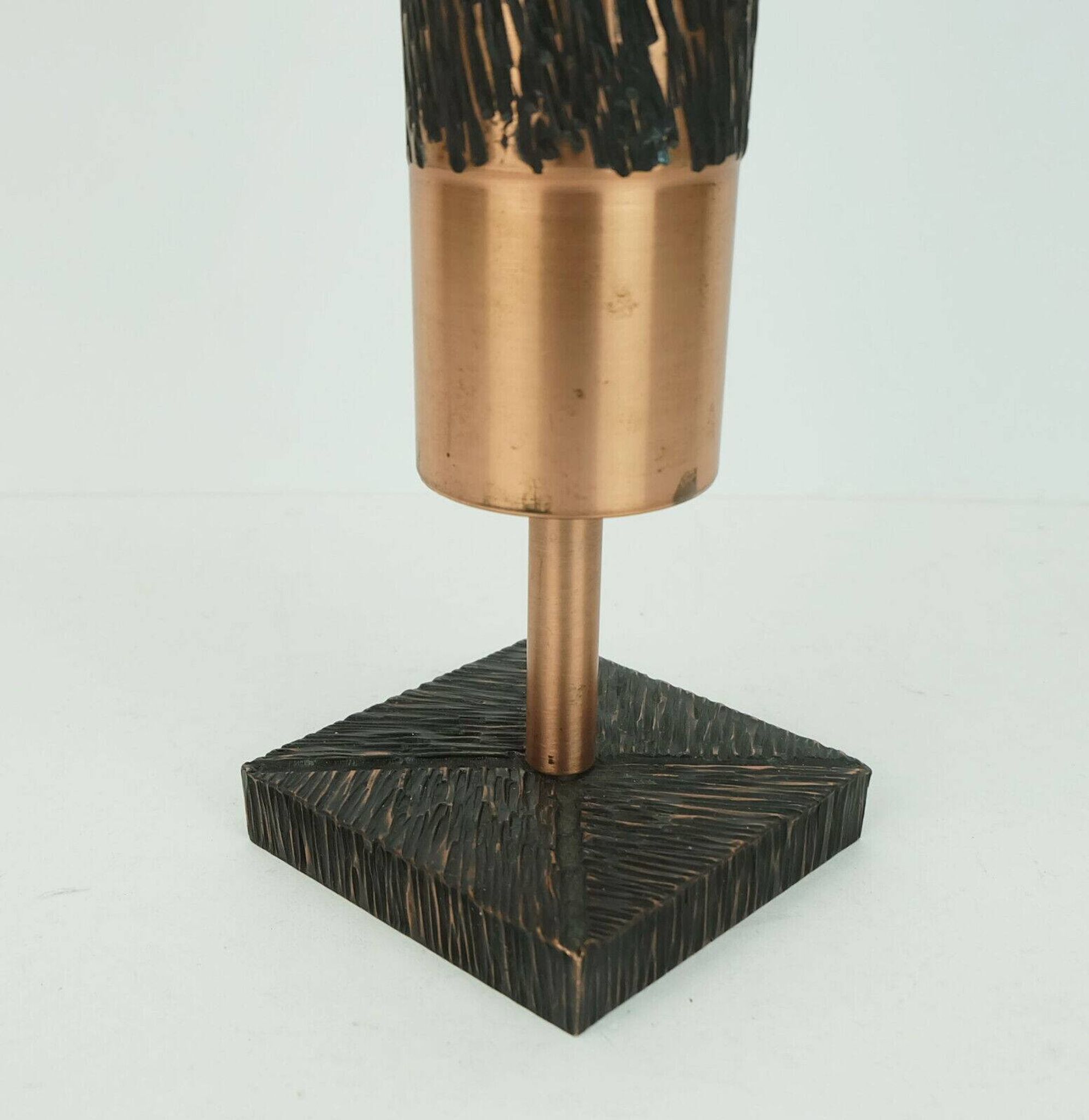 Footed copper vase brutalist minimalist design 1960s ikebana flower vase