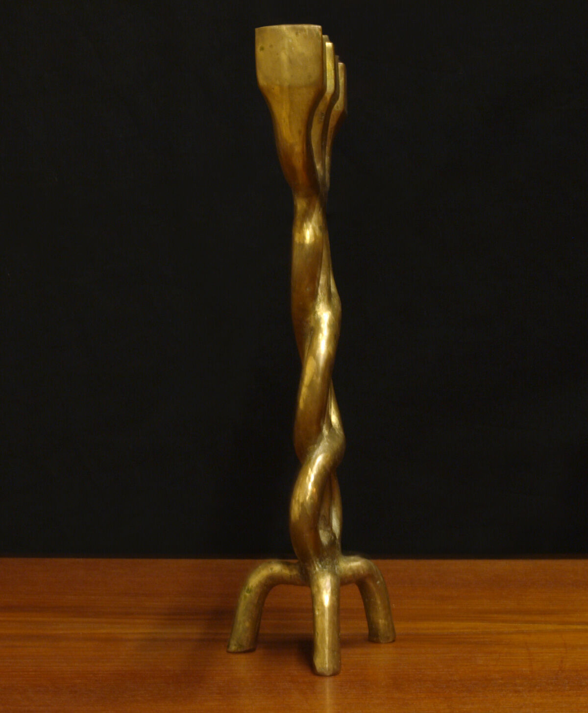 Brutalist bronze chandelier