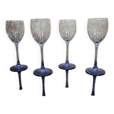 4 verres à vin blanc Luminarc à pied bleu Azur France