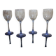 4 Luminarc white wine glasses with blue stem Azur France