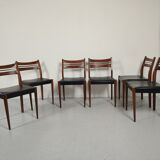 Lot of 6 vintage skai Scandinavian chairs 60s/70s