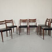 Lot of 6 vintage skai Scandinavian chairs 60s/70s