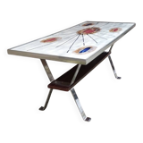 Coffee table with ceramic top.