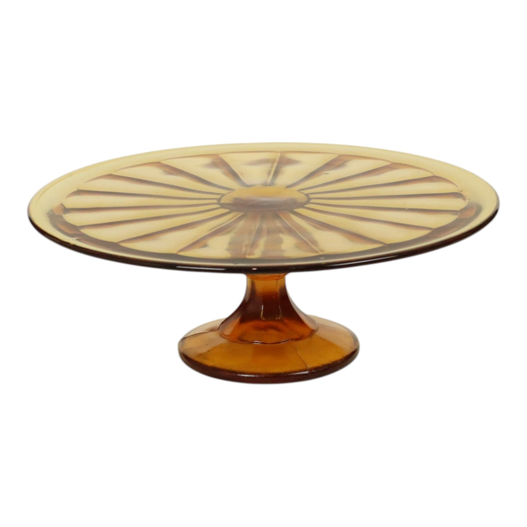 Amber Art Deco Cake Platter / Pastry Dish – Depression Glass