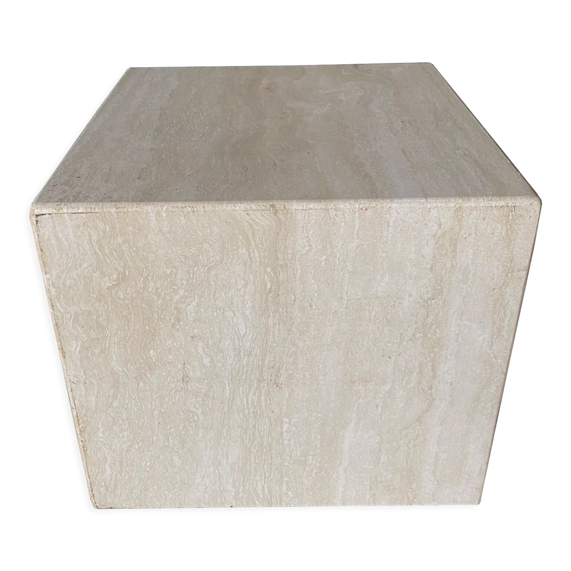 Cube en travertin table de chevet ou socle vers 1970-1980